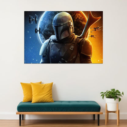 The Mandalorian Tv Series Poster Iconic Star Wars Sci-fi Art Print - xonomax