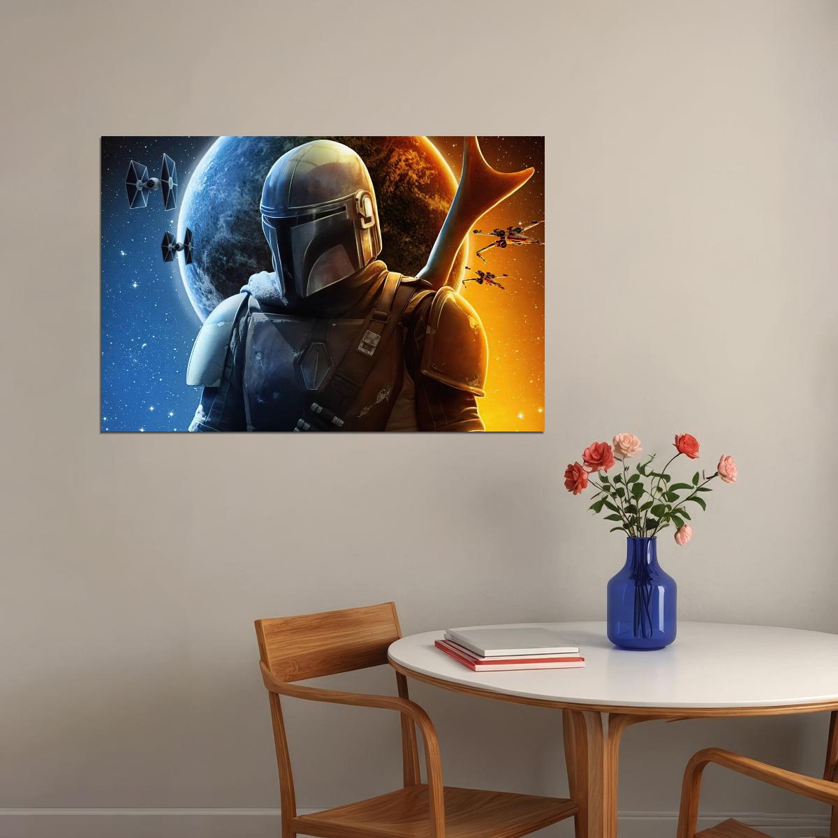 The Mandalorian Tv Series Poster Iconic Star Wars Sci-fi Art Print - xonomax