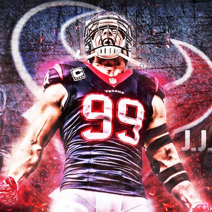 J.j. Watt Football Poster Nfl Star Wall Art Motivational Sports Print