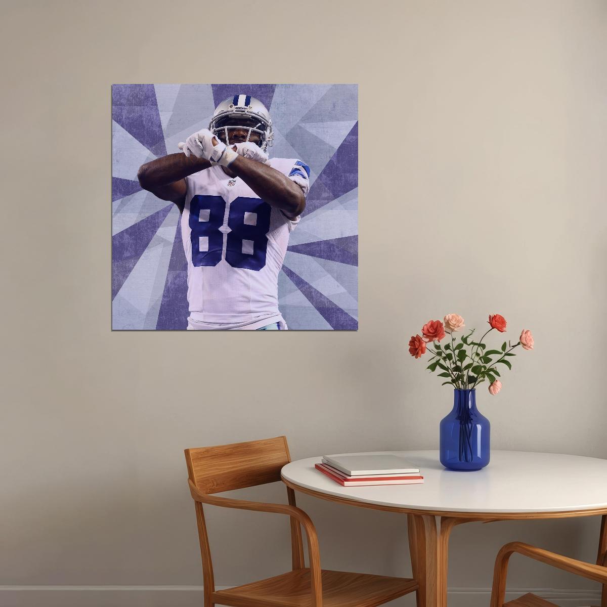 Dez Bryant Football Poster Nfl Star Wall Art Dallas Cowboys Sports Print