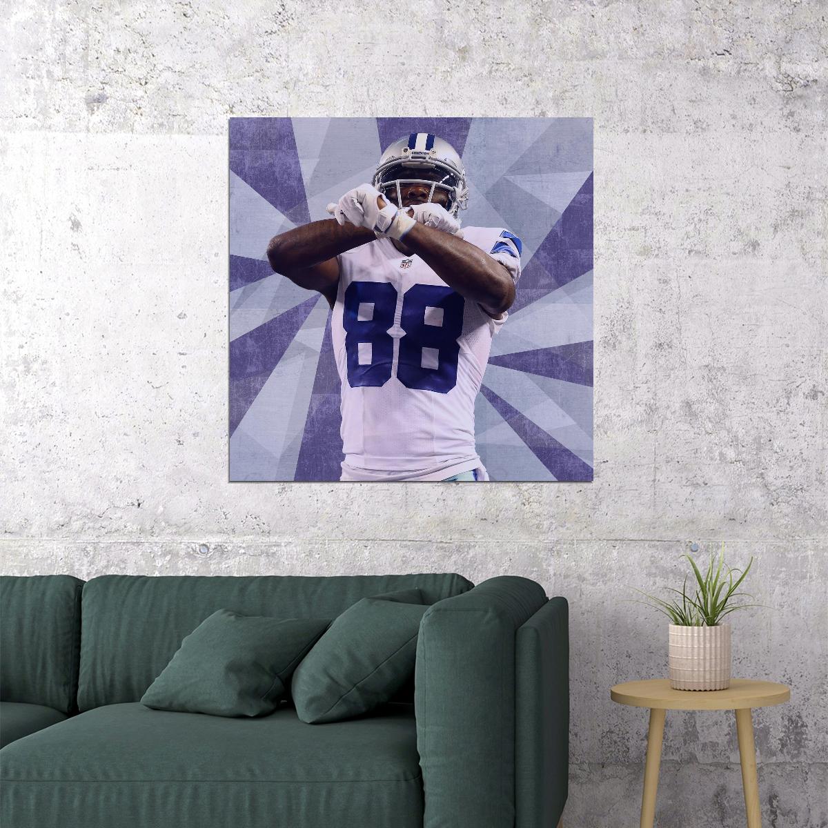 Dez Bryant Football Poster Nfl Star Wall Art Dallas Cowboys Sports Print