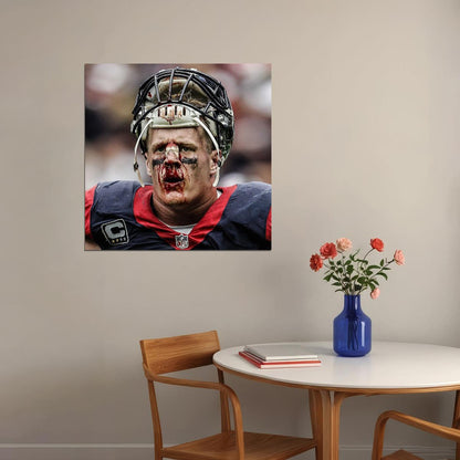 J.j. Watt Football Poster Nfl Star Wall Art Motivational Sports Print