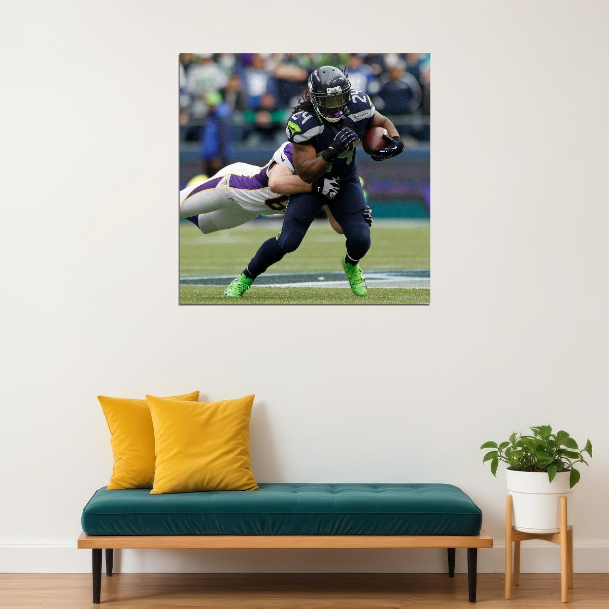 Marshawn Lynch Nfl Poster Famous Football Player Motivational Sports Print