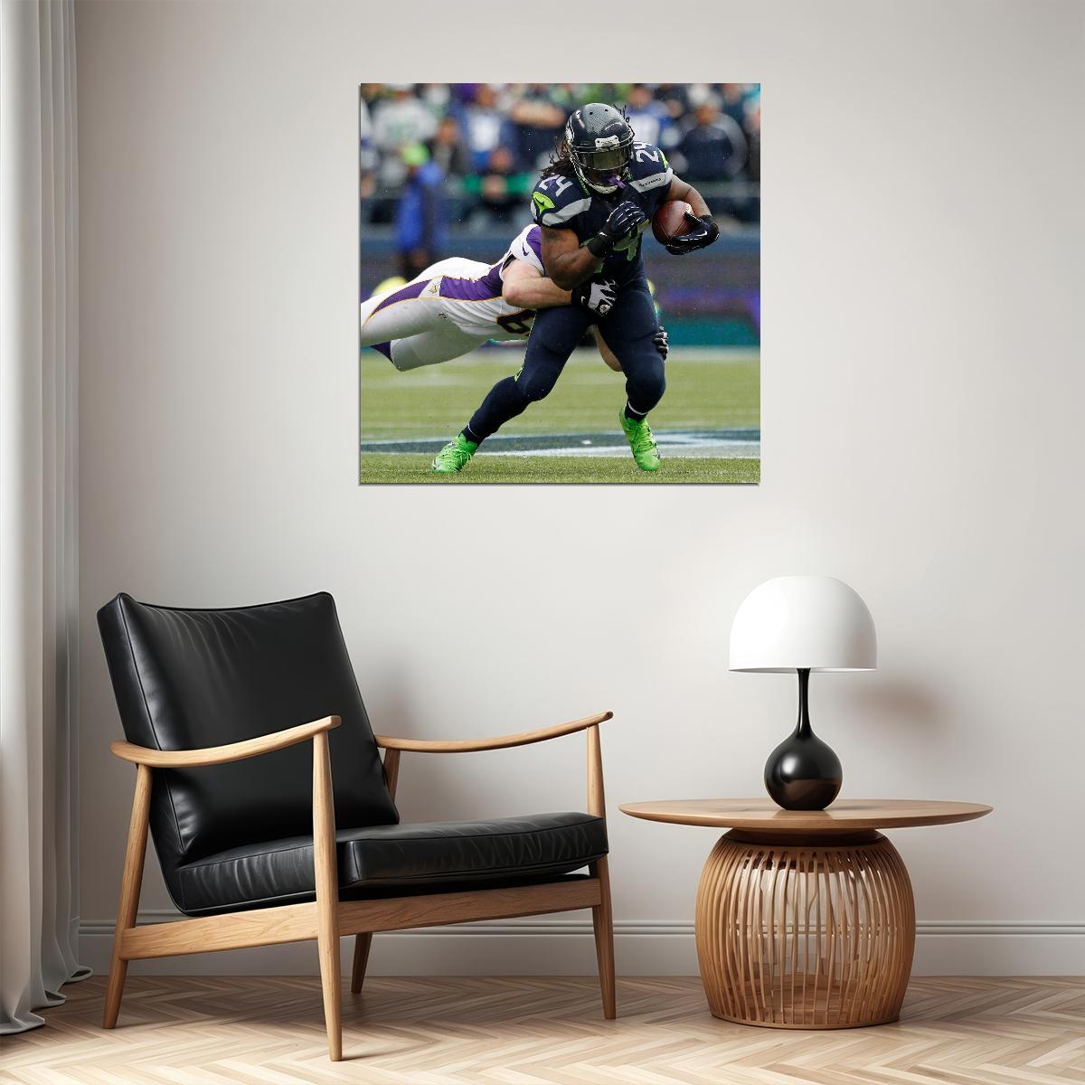 Marshawn Lynch Nfl Poster Famous Football Player Motivational Sports Print