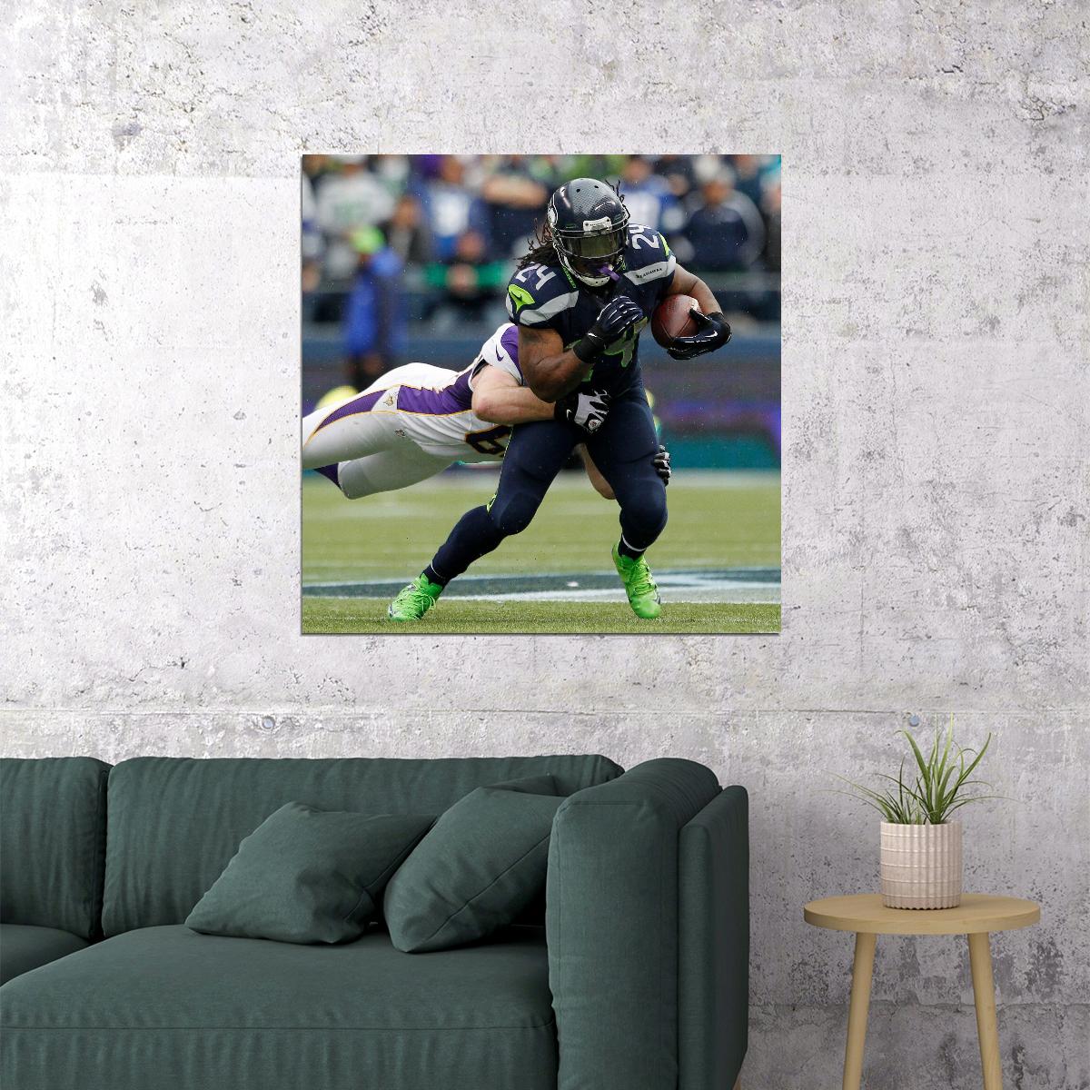 Marshawn Lynch Nfl Poster Famous Football Player Motivational Sports Print