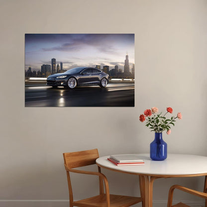 Tesla Sports Car Poster Iconic Electric Vehicle Wall Art