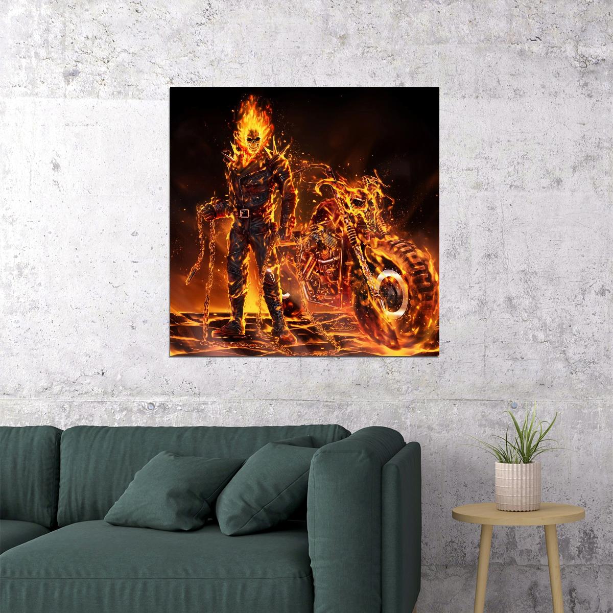 Ghost Rider Movie Poster Marvel Superhero Film Wall Art Action Print - xonomax