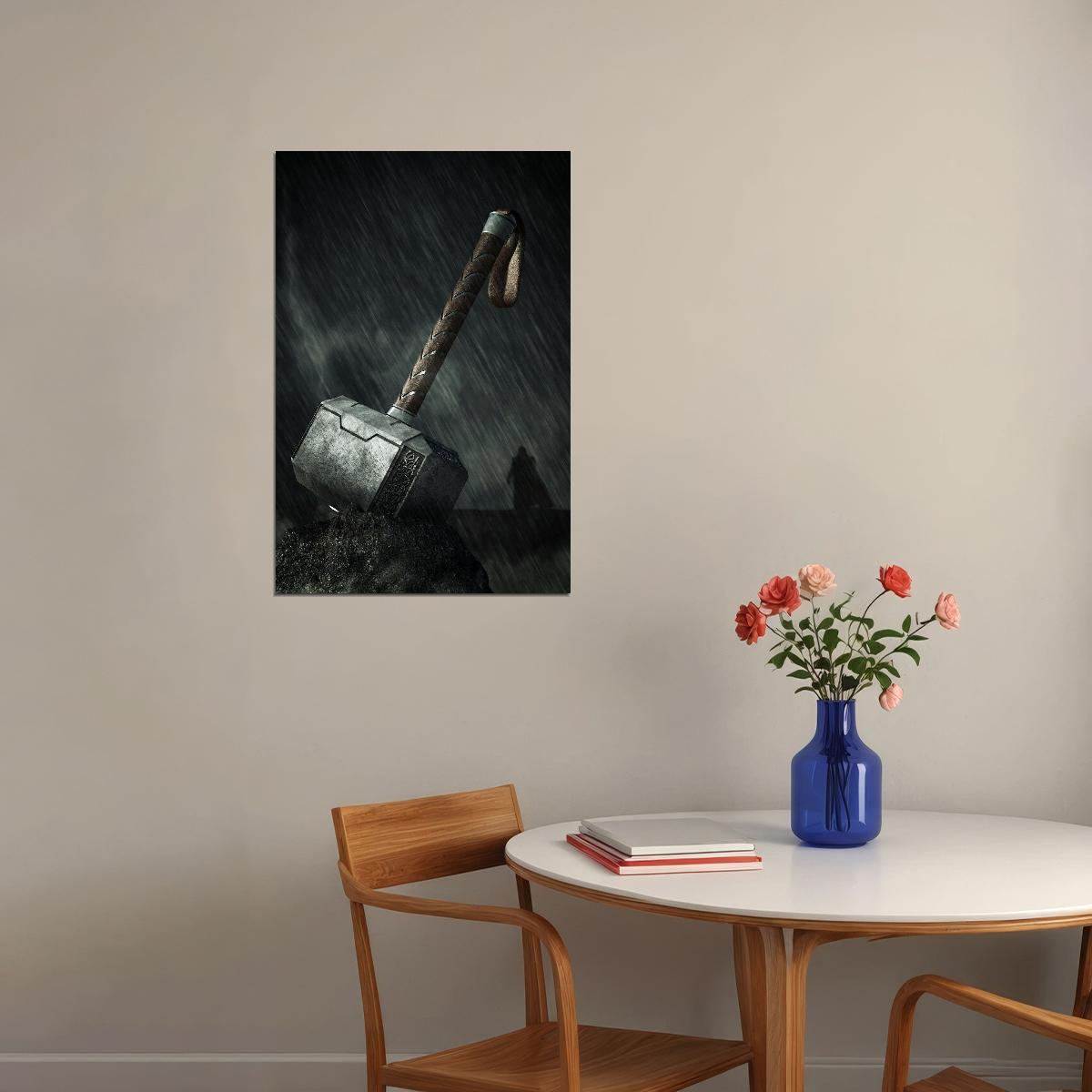 Thor Hammer Mjolnir Thor Movie Poster Iconic Marvel Superhero Art Epic Action Film Print - xonomax