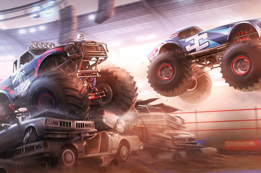 Monster Trucks Poster Motorsports Vehicle Wall Art