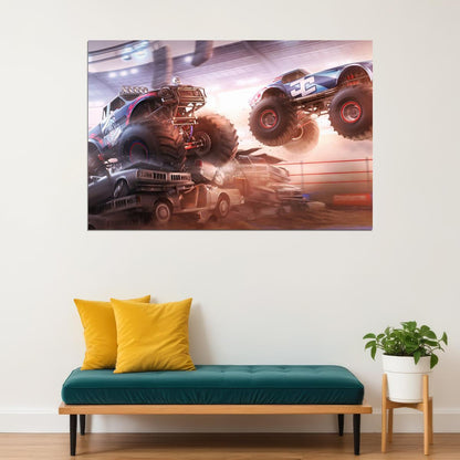 Monster Trucks Poster Motorsports Vehicle Wall Art