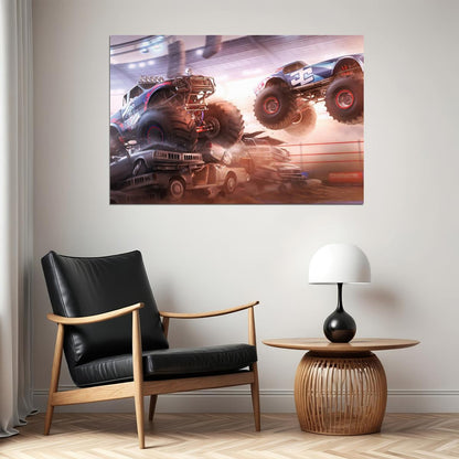 Monster Trucks Poster Motorsports Vehicle Wall Art