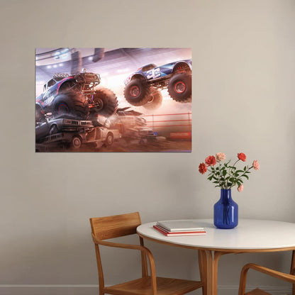 Monster Trucks Poster Motorsports Vehicle Wall Art