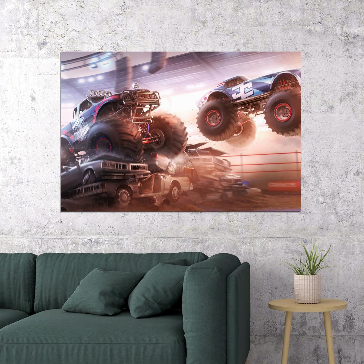 Monster Trucks Poster Motorsports Vehicle Wall Art