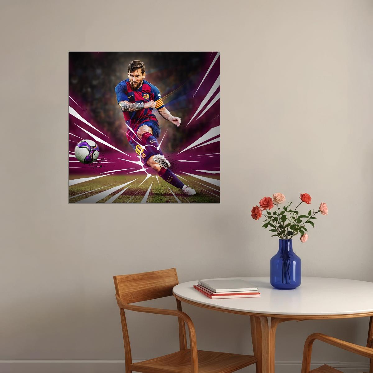 Lionel Messi Soccer Poster Famous Football Player Motivational Sports Print Superstar Wall Art