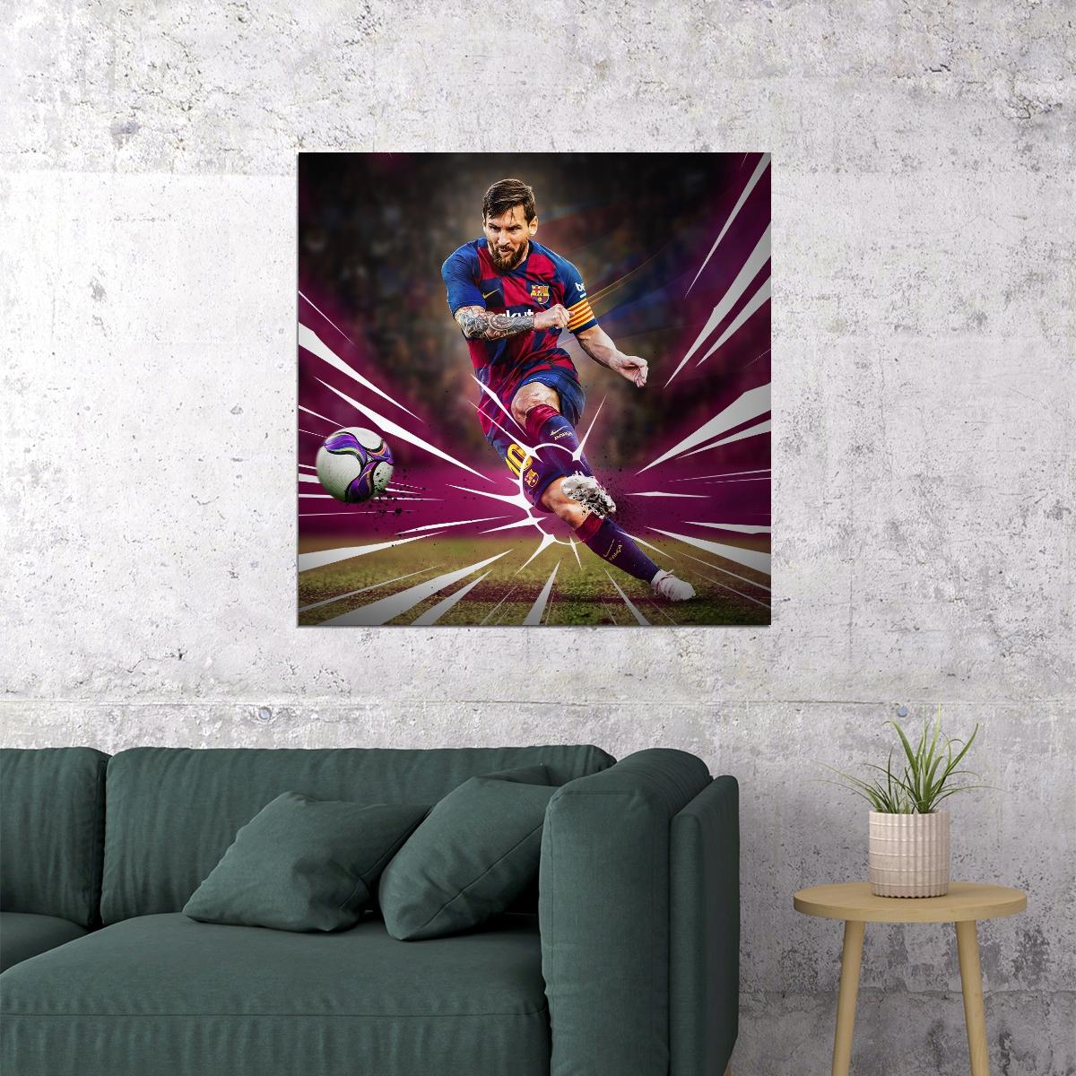 Lionel Messi Soccer Poster Famous Football Player Motivational Sports Print Superstar Wall Art