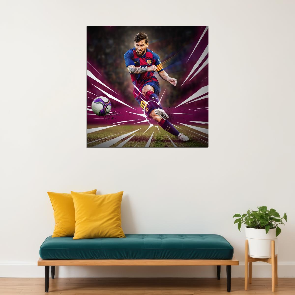 Lionel Messi Soccer Poster Famous Football Player Motivational Sports Print Superstar Wall Art