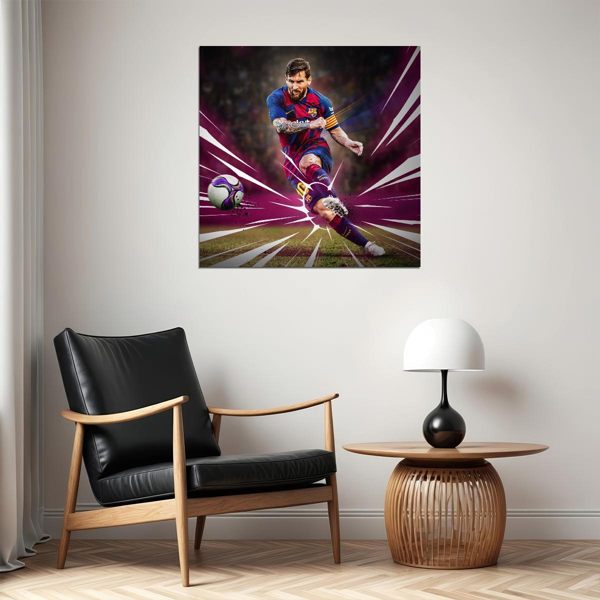 Lionel Messi Soccer Poster Famous Football Player Motivational Sports Print Superstar Wall Art