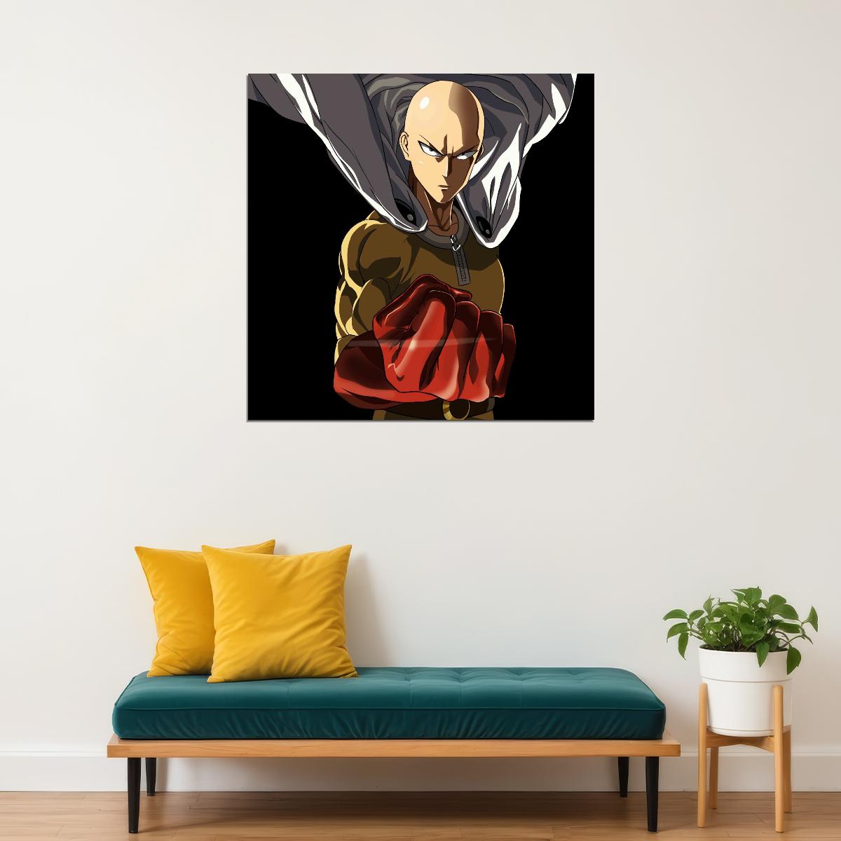 One Punch Man Saitama Sensei Anime Poster Japanese Manga Art Wall Print