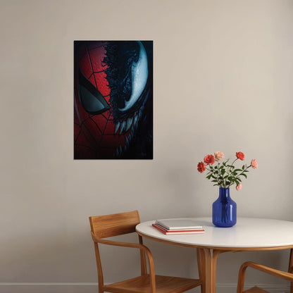 Spider-man & Venom Comic Book Poster Superheroes Vs Villain Print - xonomax
