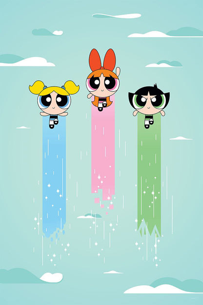 Powerpuff Girls Tv Series Poster Animated Cartoon Kids Print Wall Art