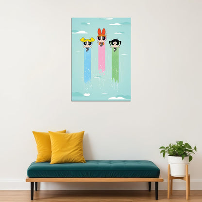 Powerpuff Girls Tv Series Poster Animated Cartoon Kids Print Wall Art