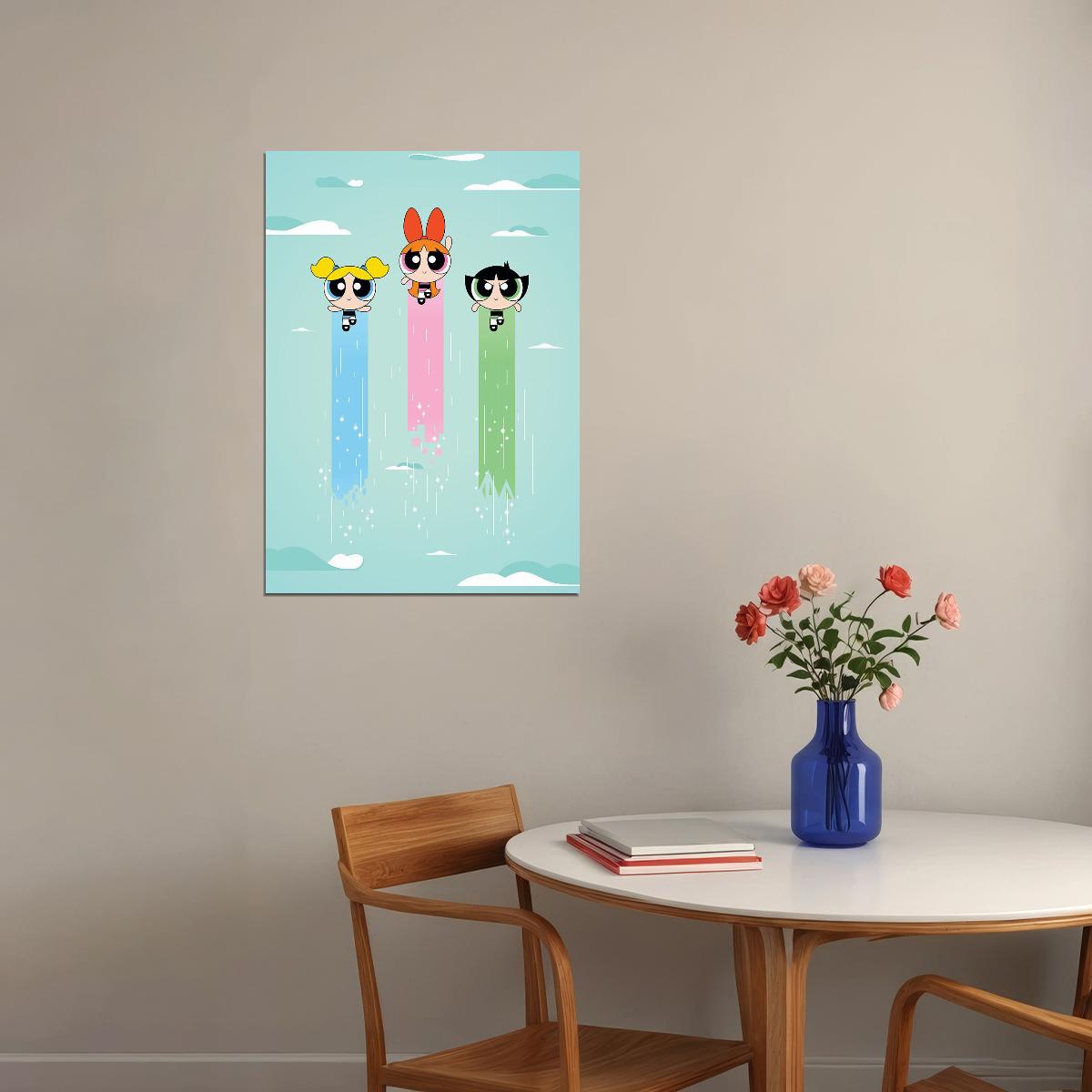 Powerpuff Girls Tv Series Poster Animated Cartoon Kids Print Wall Art