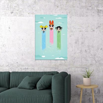 Powerpuff Girls Tv Series Poster Animated Cartoon Kids Print Wall Art