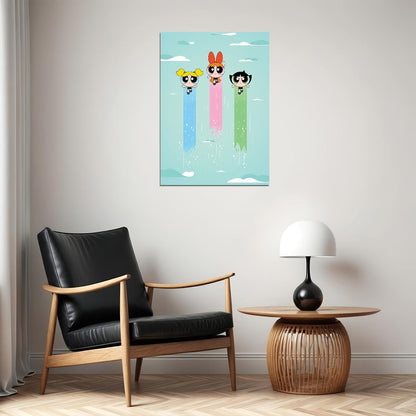 Powerpuff Girls Tv Series Poster Animated Cartoon Kids Print Wall Art