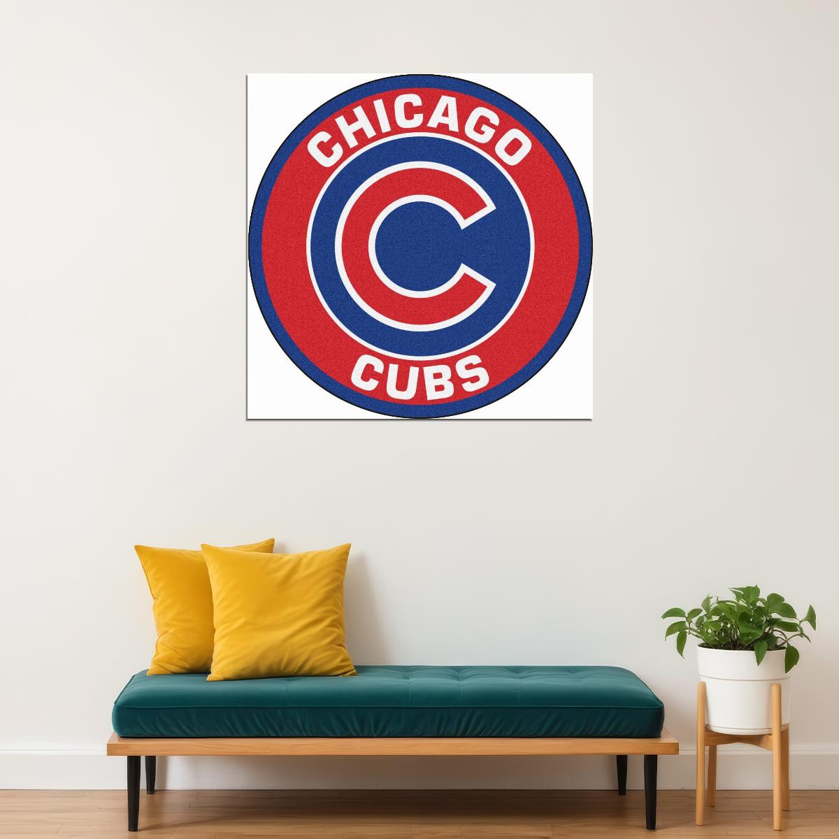 Chicago Cubs Logo Poster Mlb Baseball Team Wall Art Sports Print