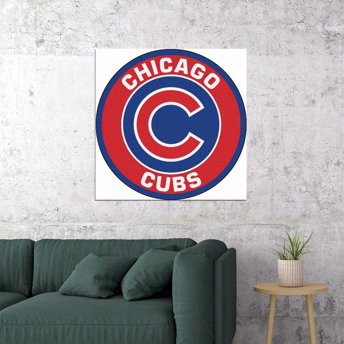 Chicago Cubs Logo Poster Mlb Baseball Team Wall Art Sports Print