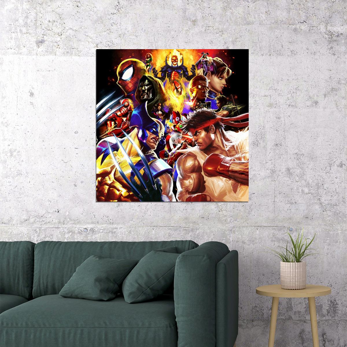 Marvel Vs. Capcom Video Game Poster Nintendo Gamer Wall Art