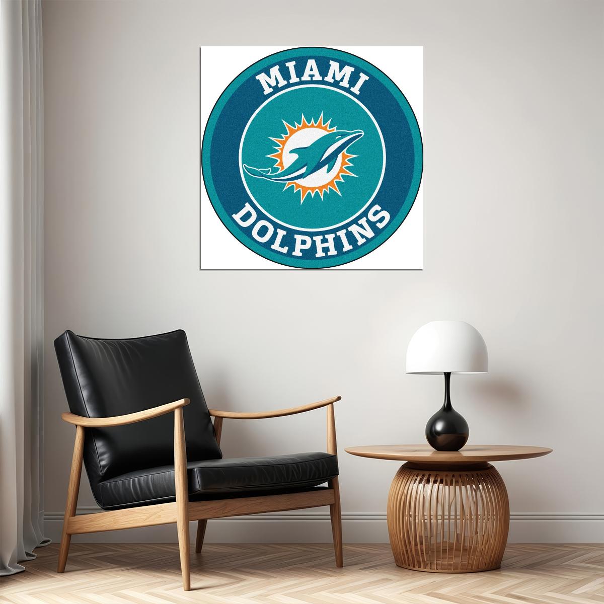 Miami Dolphins Logo Poster Nfl Team Wall Art Football