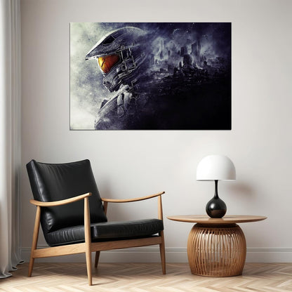 Halo Video Game Poster Sci-fi Shooter Wall Art Master Chief Print