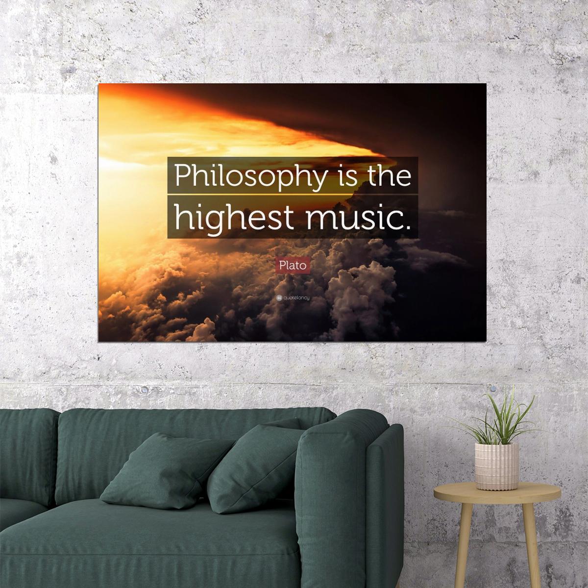 Plato Music Quote Philosophy Poster Philosophical Wisdom Wall Art Inspirational Print