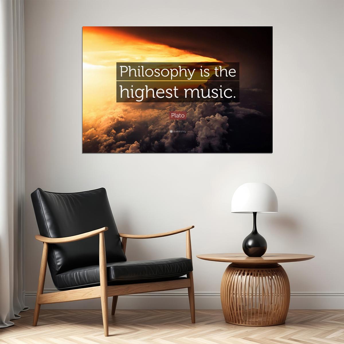 Plato Music Quote Philosophy Poster Philosophical Wisdom Wall Art Inspirational Print