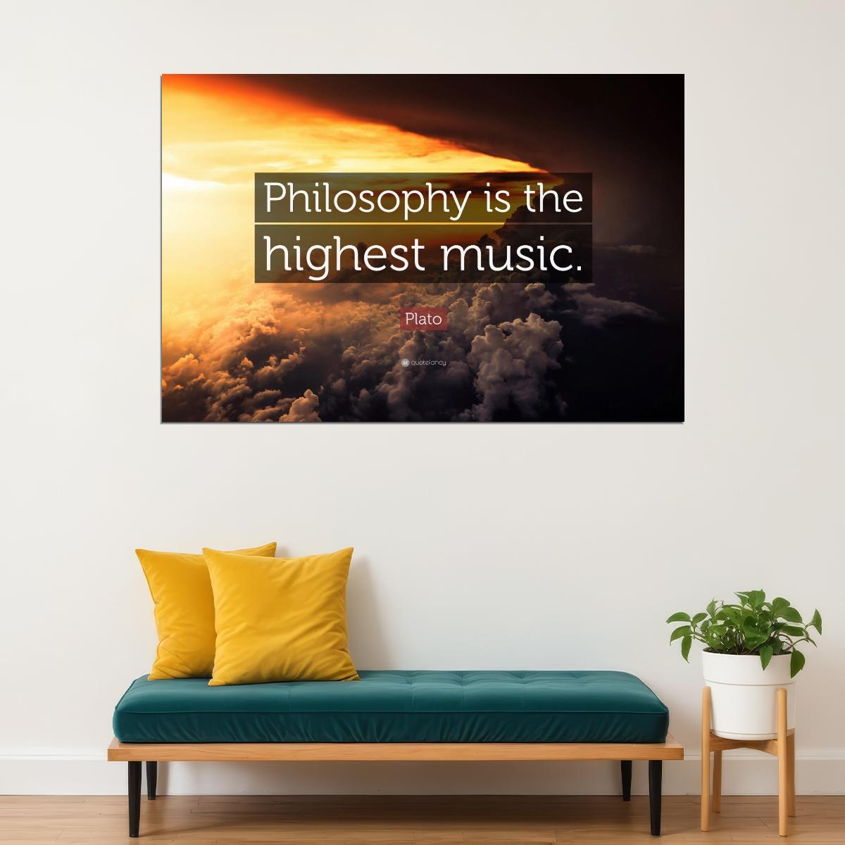 Plato Music Quote Philosophy Poster Philosophical Wisdom Wall Art Inspirational Print