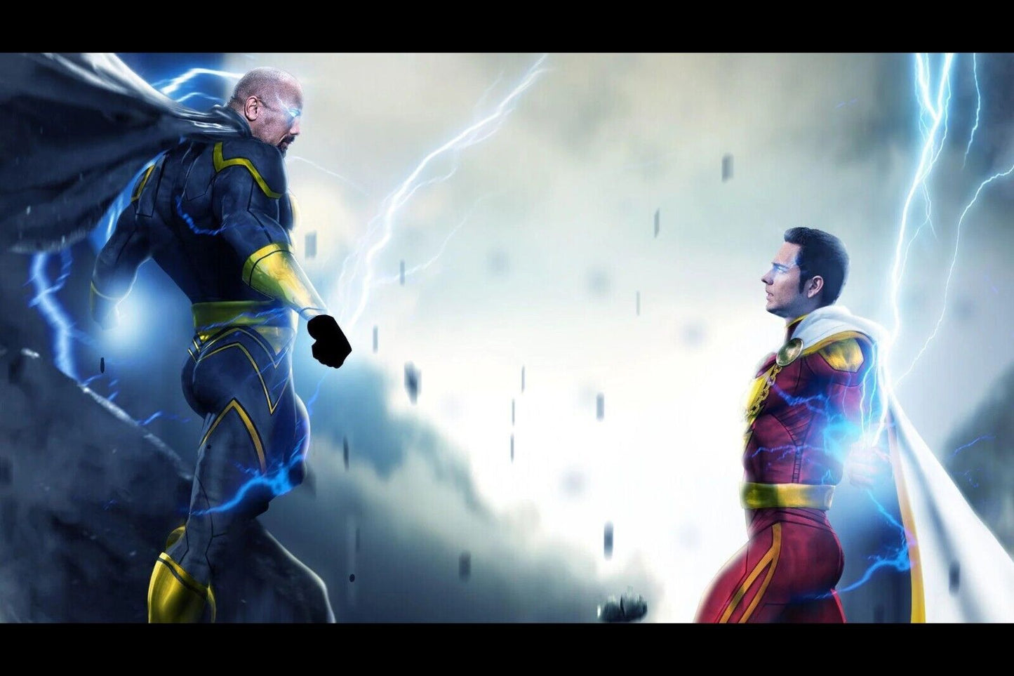 Shazam Vs Black Adam Comic Book Poster Epic Dc Superhero Wall Art