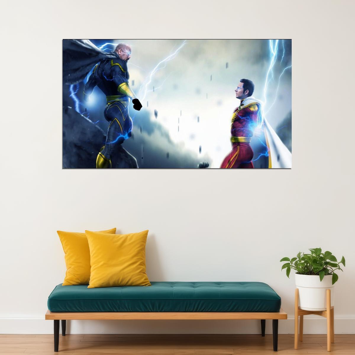 Shazam Vs Black Adam Comic Book Poster Epic Dc Superhero Wall Art