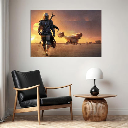 The Mandalorian Tv Series Poster Iconic Star Wars Sci-fi Art Print