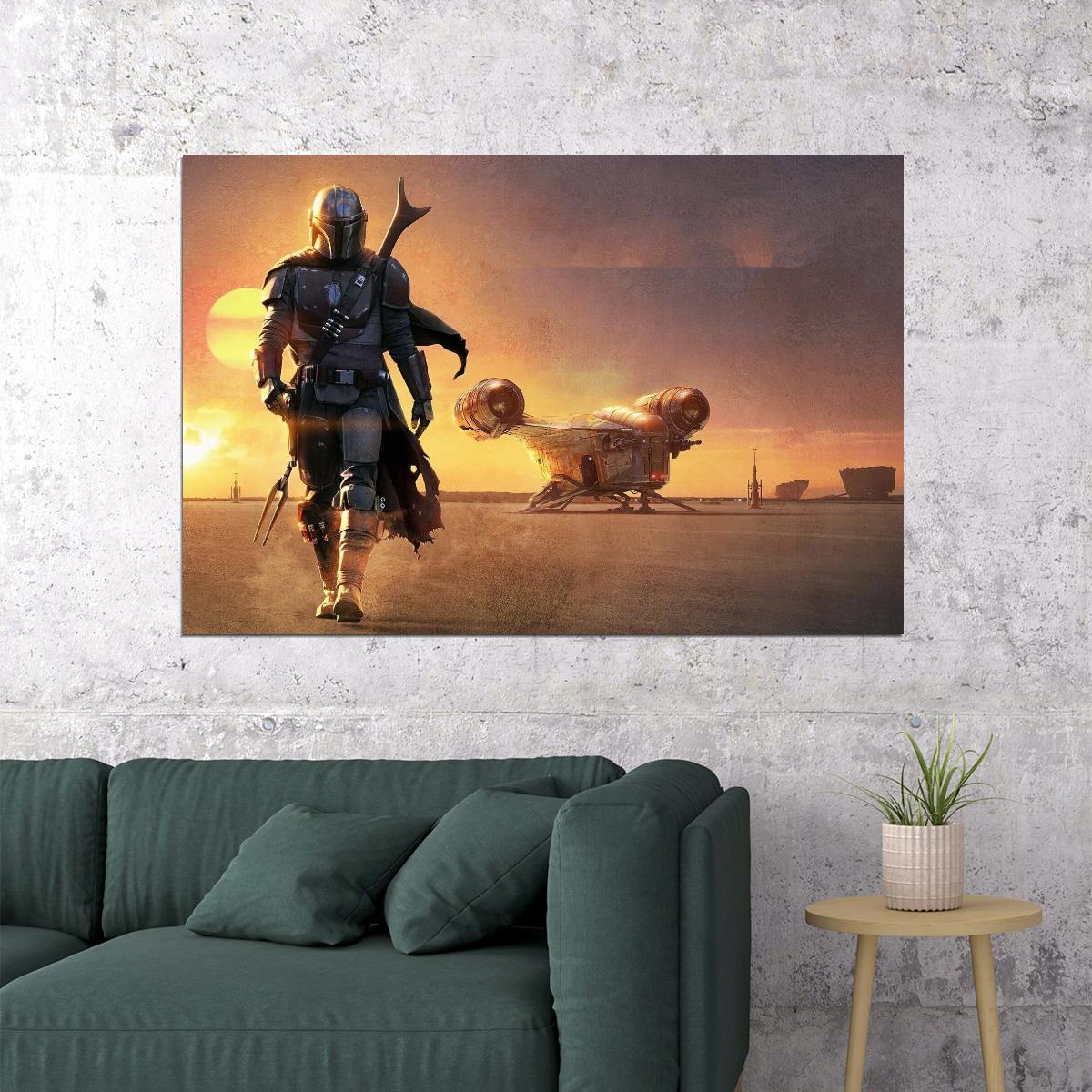 The Mandalorian Tv Series Poster Iconic Star Wars Sci-fi Art Print