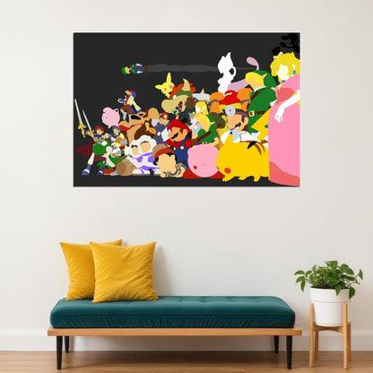 Super Smash Bros Nintendo Video Game Poster Iconic Fighting Game Wall Art