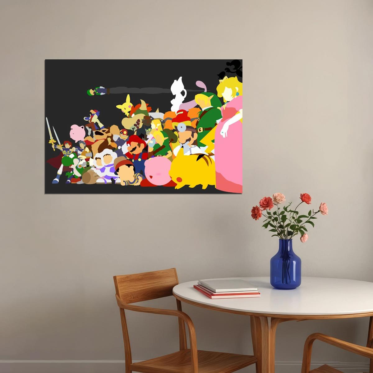 Super Smash Bros Nintendo Video Game Poster Iconic Fighting Game Wall Art