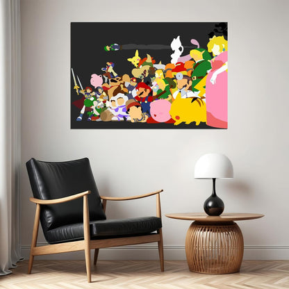 Super Smash Bros Nintendo Video Game Poster Iconic Fighting Game Wall Art