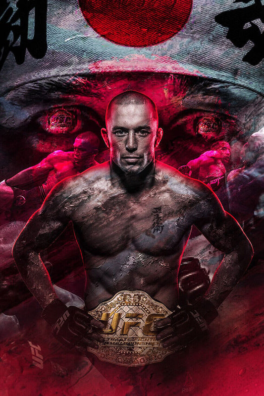 Georges St-pierre Gsp Poster Ufc Champion Wall Art Motivational Sports Print - xonomax