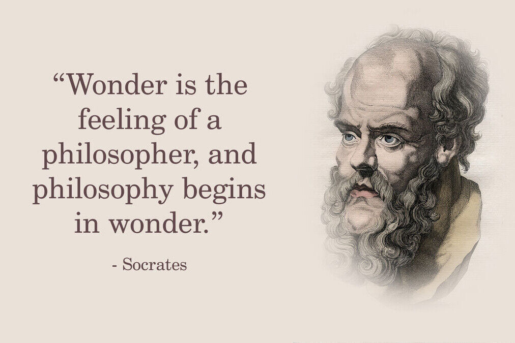 Socrates Wonder Quote Inspirational Poster Philosophy Wall Print