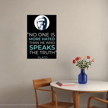 Plato Life Quote Truth No One Poster Philosophical Wisdom Wall Art Inspirational Print