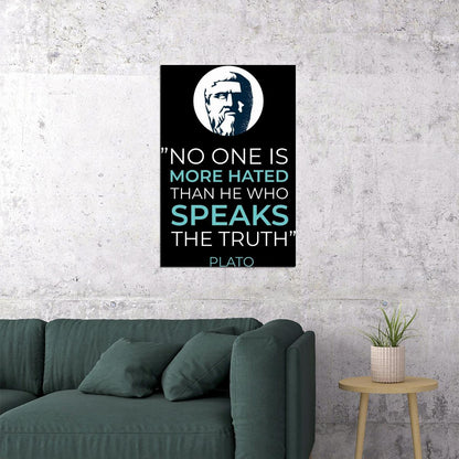 Plato Life Quote Truth No One Poster Philosophical Wisdom Wall Art Inspirational Print