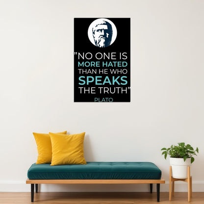 Plato Life Quote Truth No One Poster Philosophical Wisdom Wall Art Inspirational Print