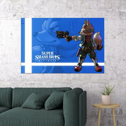 Super Smash Bros Fox Nintendo Video Game Poster Iconic Fighting Game Wall Art