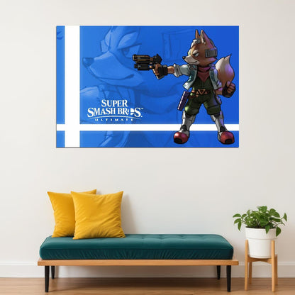 Super Smash Bros Fox Nintendo Video Game Poster Iconic Fighting Game Wall Art